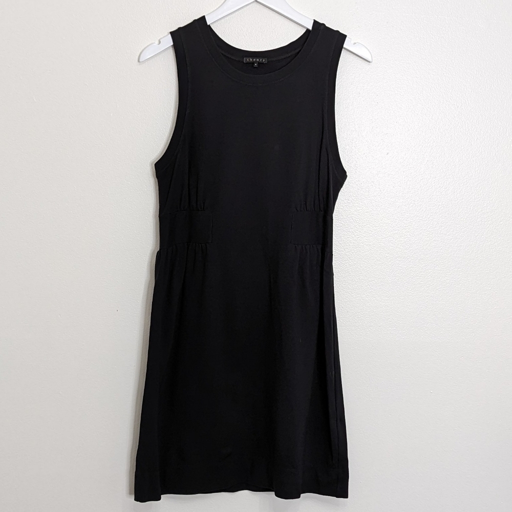 Theory Viscose Polyamide Elastane Stretchy Black Sleeveless Dress Medium - Picture 9 of 10